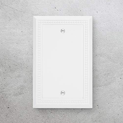 Image of Henne Bery Sunken Pearls Heavy Duty Decorative Wall Plate Switch Plate Outlet Cover (Single Blank, 2 Pack, White)