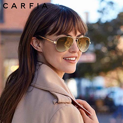 CARFIA Polarized Sunglasses for Women UV Protection Acetate Arms Metal Frame Woman's Shades CA32162