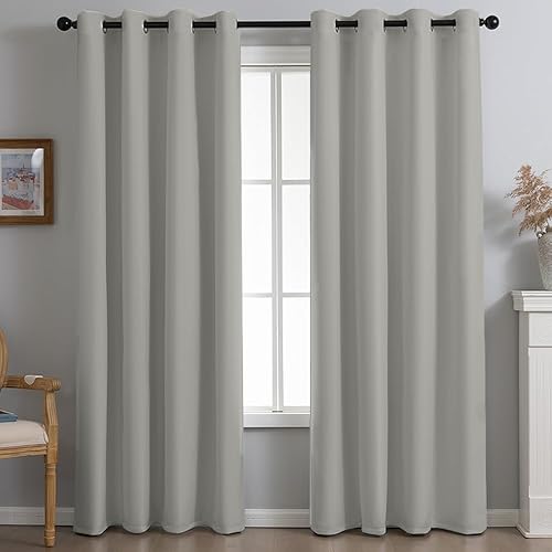 Miniatura 13 de Cortinas ignífugas sin PFAS de 84 pulgadas de largo, juego de 2 paneles de cortinas largas 100% opacas para dormitorio, sala de estar, cortina de