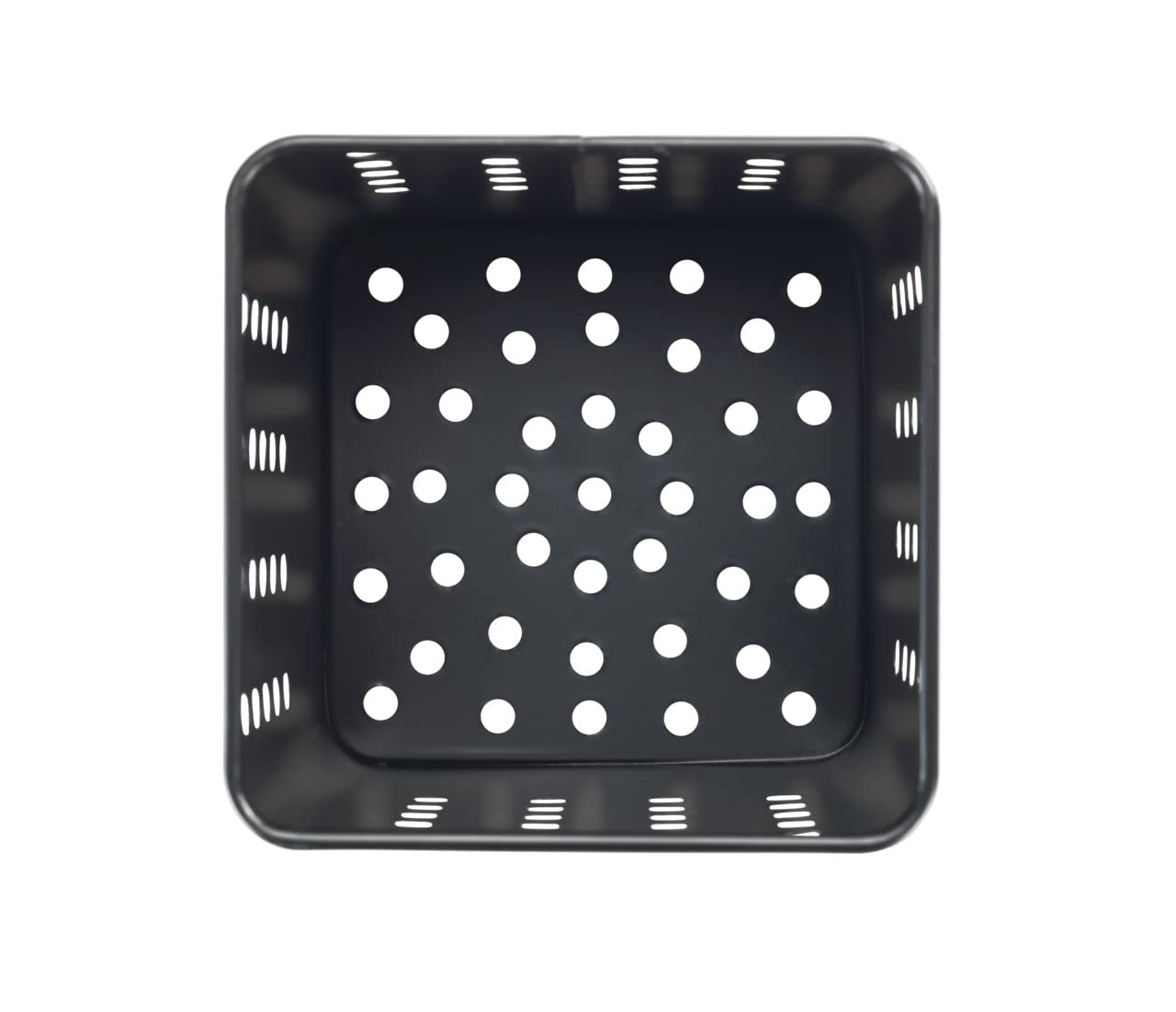 WENKO Portautensili Silio, supporto pratico per utensili da cucina realizzato in metallo verniciato a polvere, forma squadrata con fori, (L x A x P): 11,5 x 16,5 x 11,5 cm, nero opaco