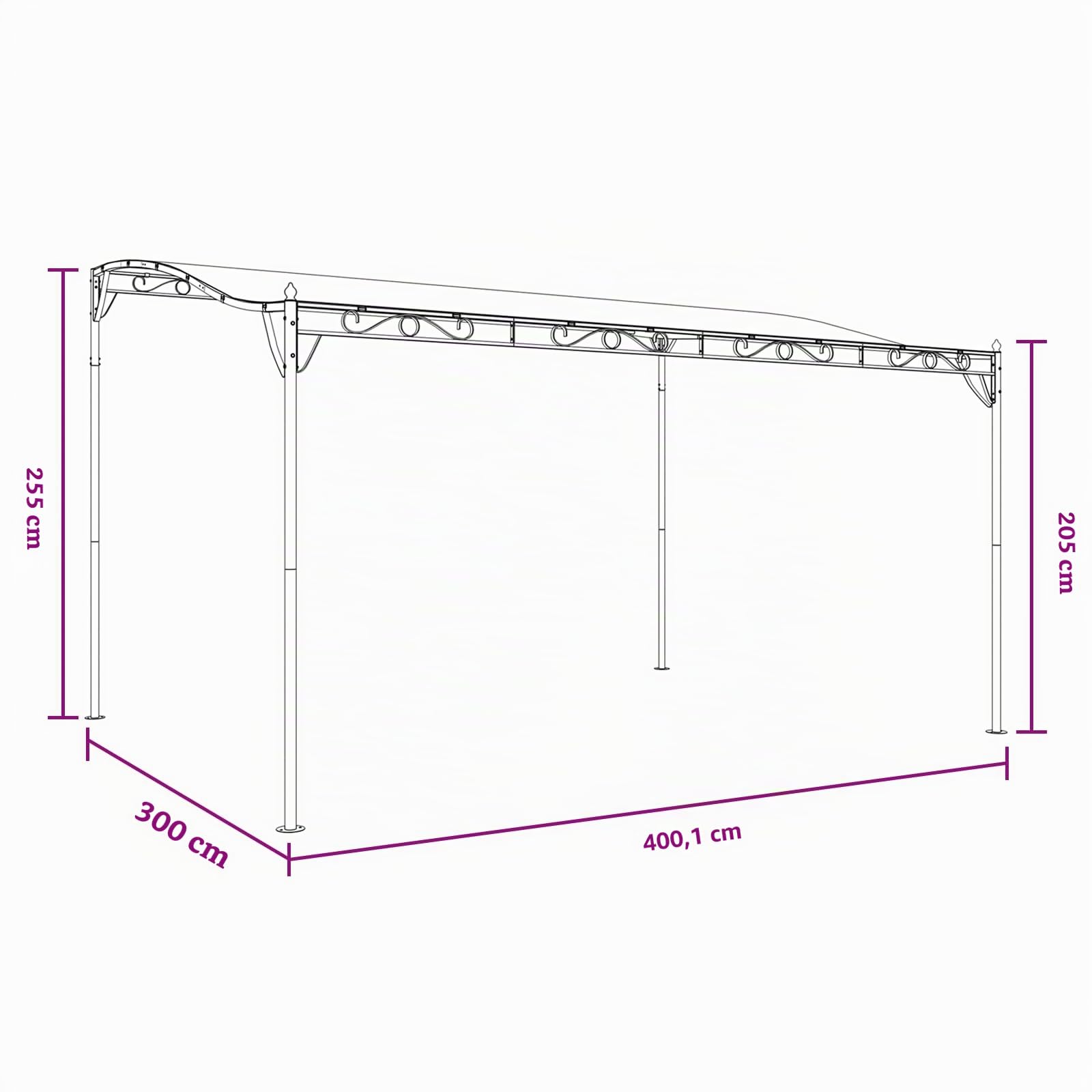 vidaXL Luifel 4x3 m 180 g/m² stof en staal crèmekleurig