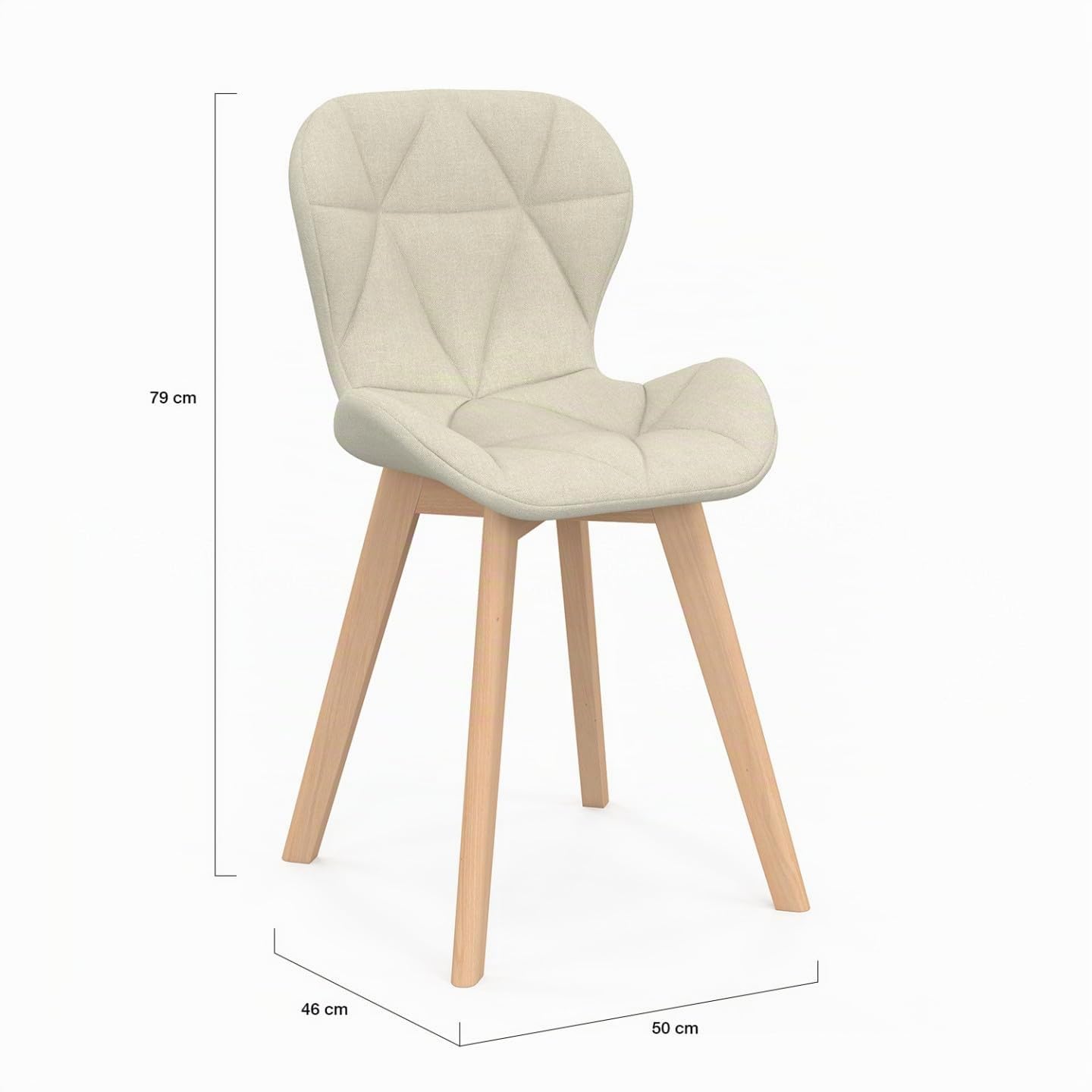 IDMarket - Juego de 4 sillas de comedor (tejido beige)