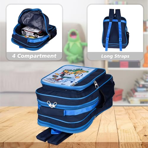 Image of Kuber Industries Disney Mickey Catch It School Bag | Kids School Bags | Spacious School Bag | School Bag for Girls & Boys | School Backpack for Kids | 4 Compartments School Bag | Navy Blue