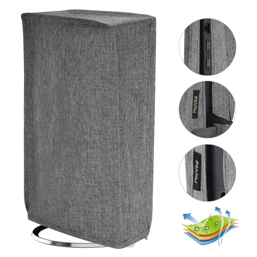 PlayVital ps5 Slimデジタルバージョンに対応用縦式ダストカバー、ps5 Slimデジタルバージョンコンソールに対応用ナイロン製縦式ダストカバー【グレー】