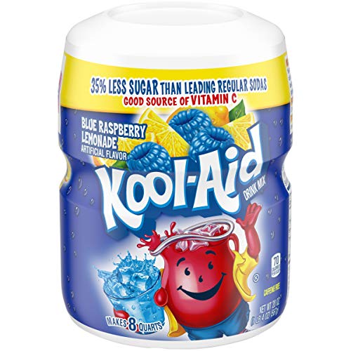 Kool-Aid Sweetened Blue Raspberry Lemonade Powdered Drink Mix, Caffeine Free, 20 oz Jar Pack  of 6