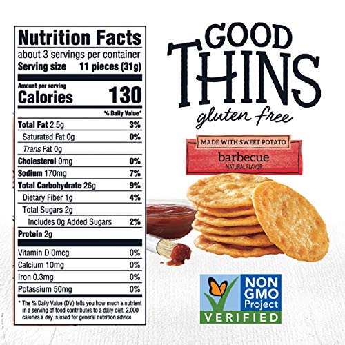 Good Thins Barbecue Rice & Sweet Potato Snacks Gluten Free Crackers, 6 - 3.5 Oz Boxes #TOP4