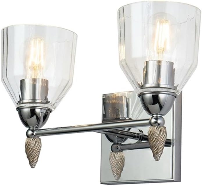 BOWERY HILL 2-Light Silver Acorn-Shaped Bath Vanity Light in Chrome
