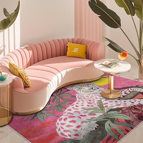 Tapete Decorativo Boho Animal Print Rosa 4x5 ft