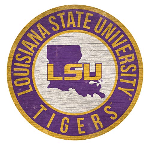 Fan Creations NCAA LSU Tigers 12" Circle with State and Team Logo Wood Sign