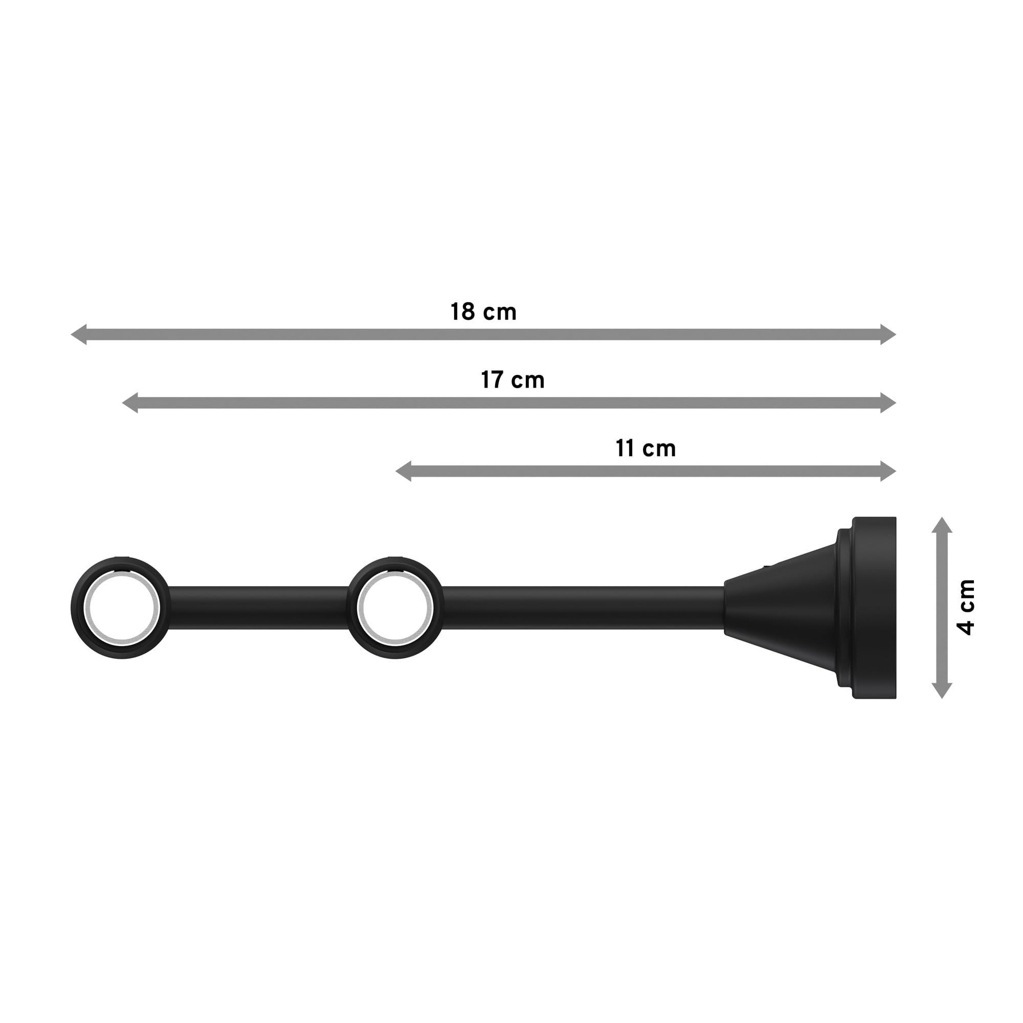 INTERDECO Gardinenstange 16 mm 2-läufig Chrom matt/Schwarz 100 cm
