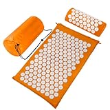 Acupressure Mat Set, Acupuncture Point Massage Pillow, Relieving Neck and Back Pain, Muscle Relaxation and Stress Reduction, Sciatica Relief, Suitable for Men and Women, Carry a Handbag, Orange