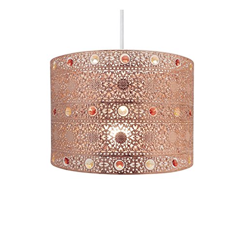 Copper Gem Moroccan Style Chandelier Ceiling Light Shade Fitting, Plastic/Metal, Copper