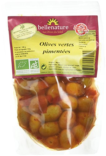 Belle Nature Olives Vertes Pimentées Bio 130 g - Lot de 4 Cover