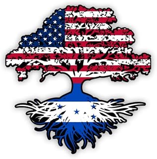 American Grown with Honduras Roots Tree Vinyl Sticker - Car Phone - 3"