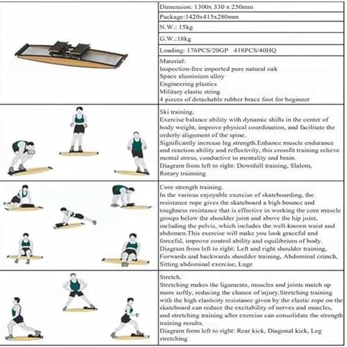 Indoor Ski Simulator Maschine, Einstellbarer Widerstand Fitnessgeräte mit Armlehne für Körperbalance und Gesäßmuskeltraining, Aerobic-Übung für Fitnessstudio und Heimgebrauch