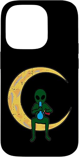 Funda de regalo de cannabis CBD para iPhone 14 Pro Alien Smoking Bong High Moon Cool Weed CBD