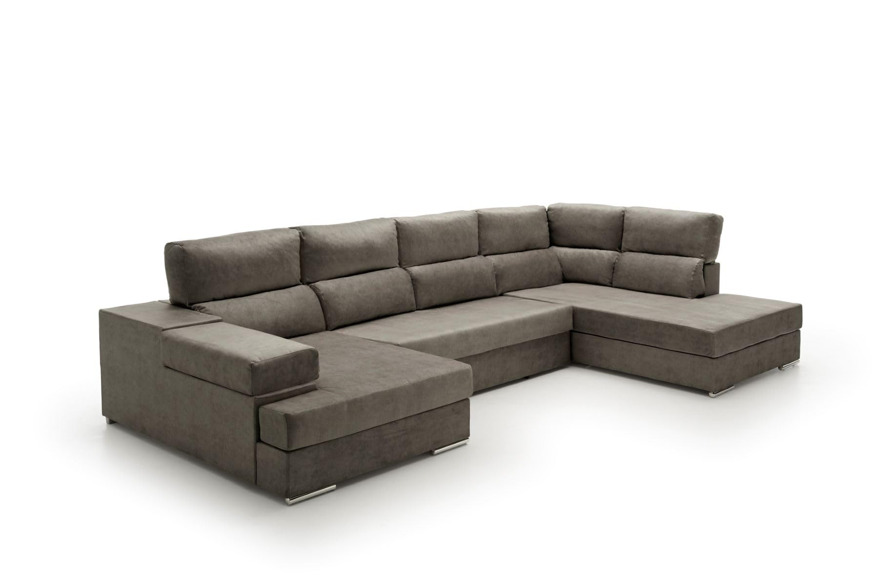 Sofa Gran Chaise Longue Cama Massima Diseño y Alta Gama Tostado Derecha