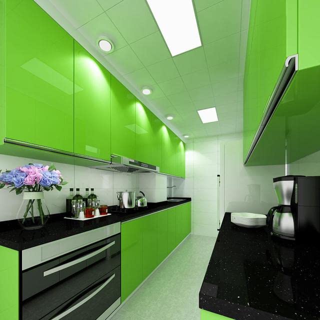 Image of WALLMATE Lime Green Peel and Stick Wallpaper Self-Adhesive Removable Thicken Waterproof Wallpaper for Kitchen Countertop Cabinet (1 Feet by 4 Feet, GlossyParrot Green Wallpaper)