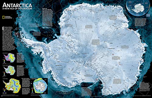 National Geographic Antarctica Satellite Wall Map (31.25 X 20.25 In): Wall Maps Continents