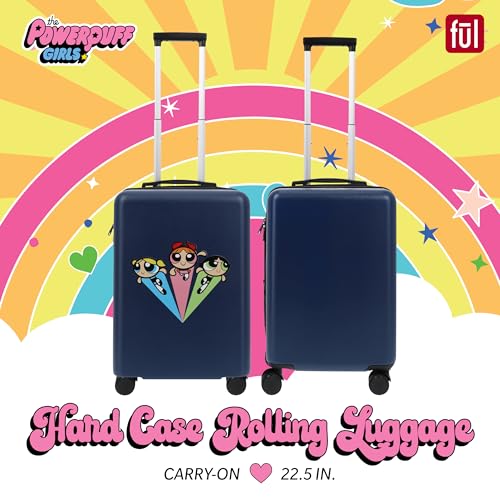 FUL The Powerpuff Girls 22.5 Inch Carry On Luggage, Hardshell Rolling Suitcase with Spinner Wheels, Blue2
