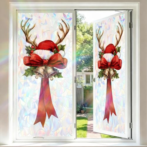 Image of Reindeer Antler Bell Bow Holographic Window Film 17.32x39.37in