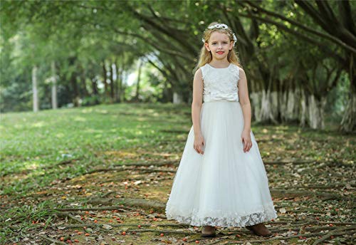 Bow Dream 3D Flower Girl's Dress Tulle Full Length Wedding Junior Bridesmaid Evening Formal Gown2