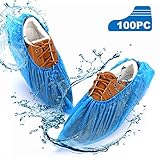 Titan Mall Shoe Covers Disposable 100PACK (50 Pairs) Waterproof Booties Shoe Covers One Size Fits Most Disposable Shoe Covers Blue