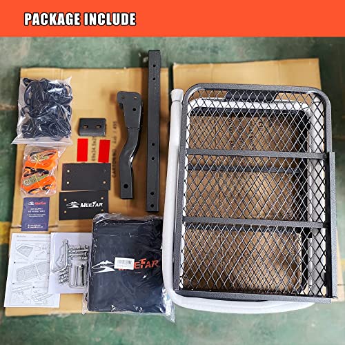 Meefar Folding Hitch Mount Cargo Carrier Basket 60" X 20" X 6"+Waterproof Cargo Bag 16 Cubic Feet(58" 19" 24"),Hauling Weight Capacity Of 500 Lbs And A Folding Arm.with Hitch Stabilizer,Net And Straps #TOP4