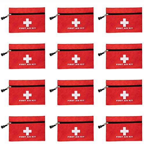 Image of Red First Aid Bag Small First Aid Kit Empty Medical Storage Bag for First Aid Kits Pack Emergency Hiking Backpacking Camping Cycling Travel Car (Red 6.3x4.3 12PCS)