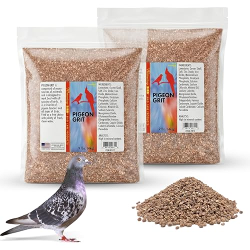 Morning Bird Pigeon Grit - Healthy & Nutritious Pigeon Food to Support Strong Muscles & Bones for Grit Eating Birds - Supports Digestion & Packed with Essential Minerals 18 lbs (2-Pack, 9 lbs Each)