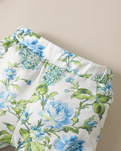 Renotemy Infant Baby Girl Outfit Summer Newborn Clothes Set Ruffle Tops Pants With Headband Cute Baby Clothes Girl 6-12 Months Light Blue #TOP5