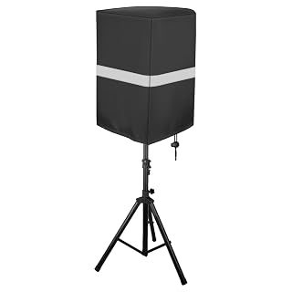 Speaker Cover for 8-15" inch Powered Speaker Mounted on Stand, Outdoor Waterproof Speaker Cover with Adjustable Drawstring, Dustproof & UV Protection (12")