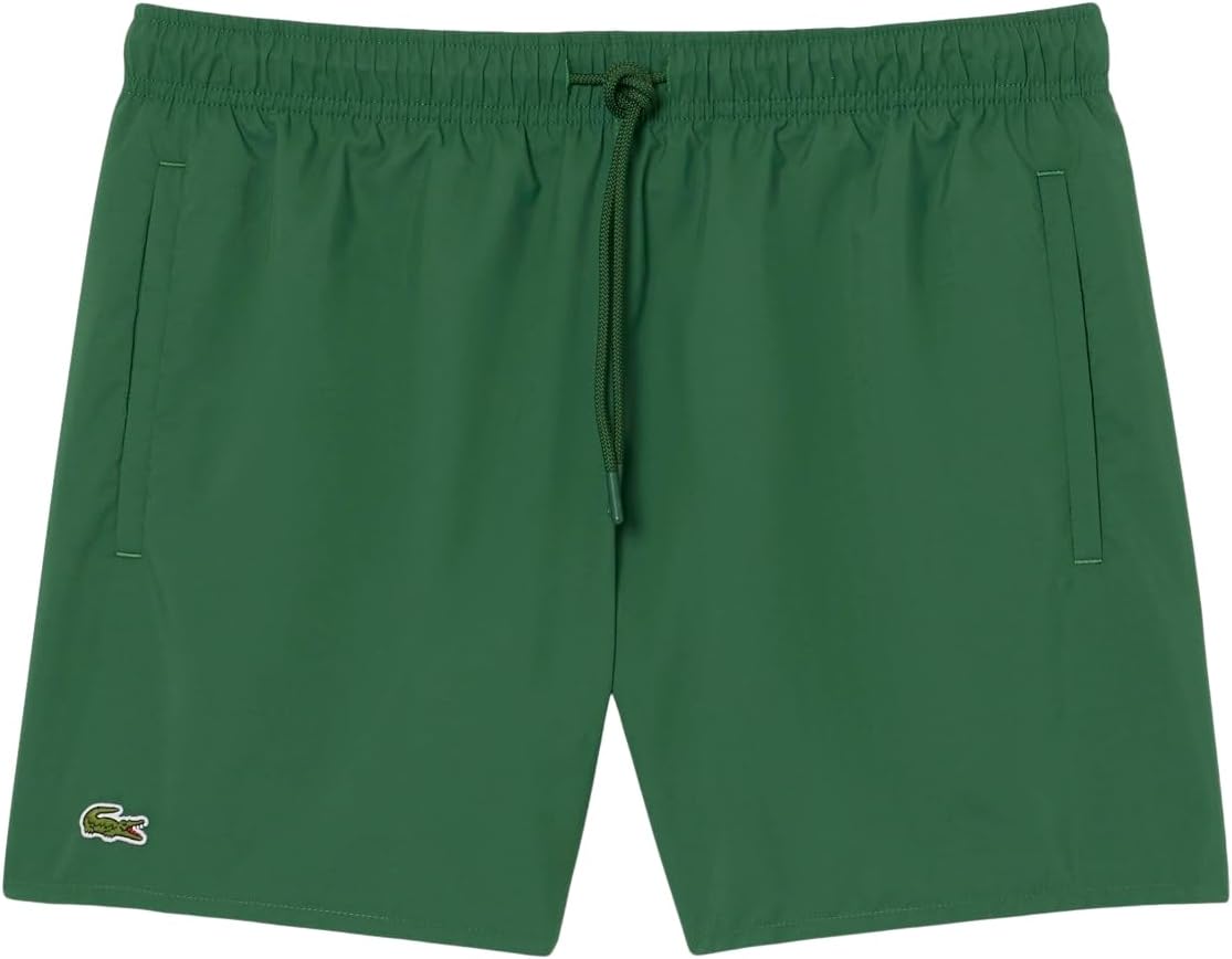 Lacoste Men's Quick-Dry Swim Trunks, Green/Green, Small