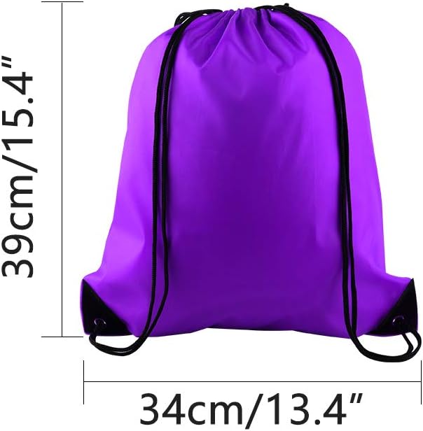 KUUQA 20 Pcs Drawstring Backpack Bags String Backpack Bulk Sport Gym Sack Bags for School Traveling and Storage (Purple)