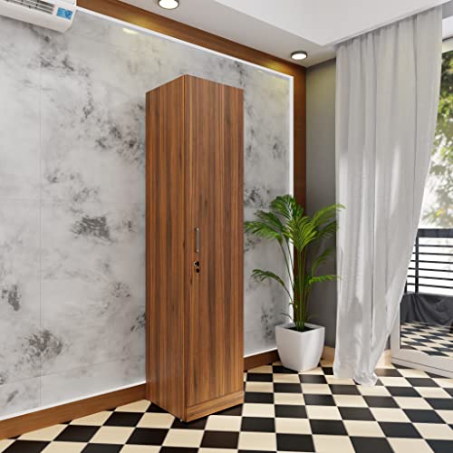 Image of VIKI Wardrobe | Wooden Almirah for Clothes,Door for Bedroom, 1 Door Wardrobe with Doors (Brussel Walnut - 40D x 40W x 180H) | 1 Year Warranty | DIY
