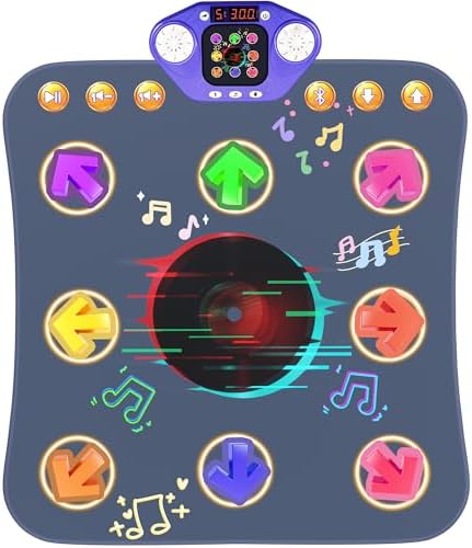 Dance Mat Toys for 3-12 Year Old Kids, Bluetooth Dance Pad with Light-Up 8 Keys,Interactive Dance Game with 4 Modes,Non-Slip & Built-in Music,Christmas Birthday Gift for Girls,Boys,Blue