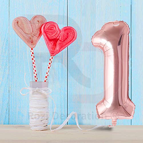 Image of Rozi Decoration 32? Inch Rose Gold 1 Number Foil Balloon | 1 Number Balloon for Birthday Rose Gold | 1st Birthday Decoration for Boys & Girls | 1st Anniversary Decoration Items Kit Pack of 1 Pcs