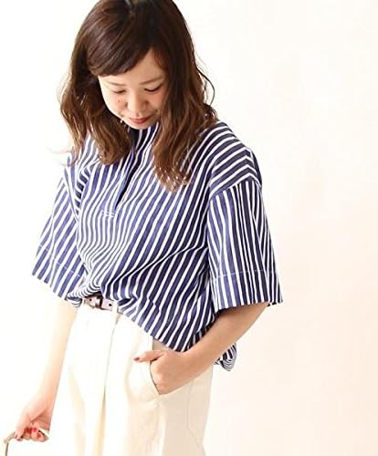 Amazon コーエン レディース Coen コットンピケストライプブラウス Navy Free シャツ ブラウス 通販