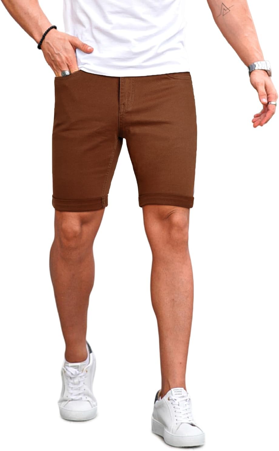 GINGTTO Denim Shorts Men Stretch Skinny Jean Shorts for Men