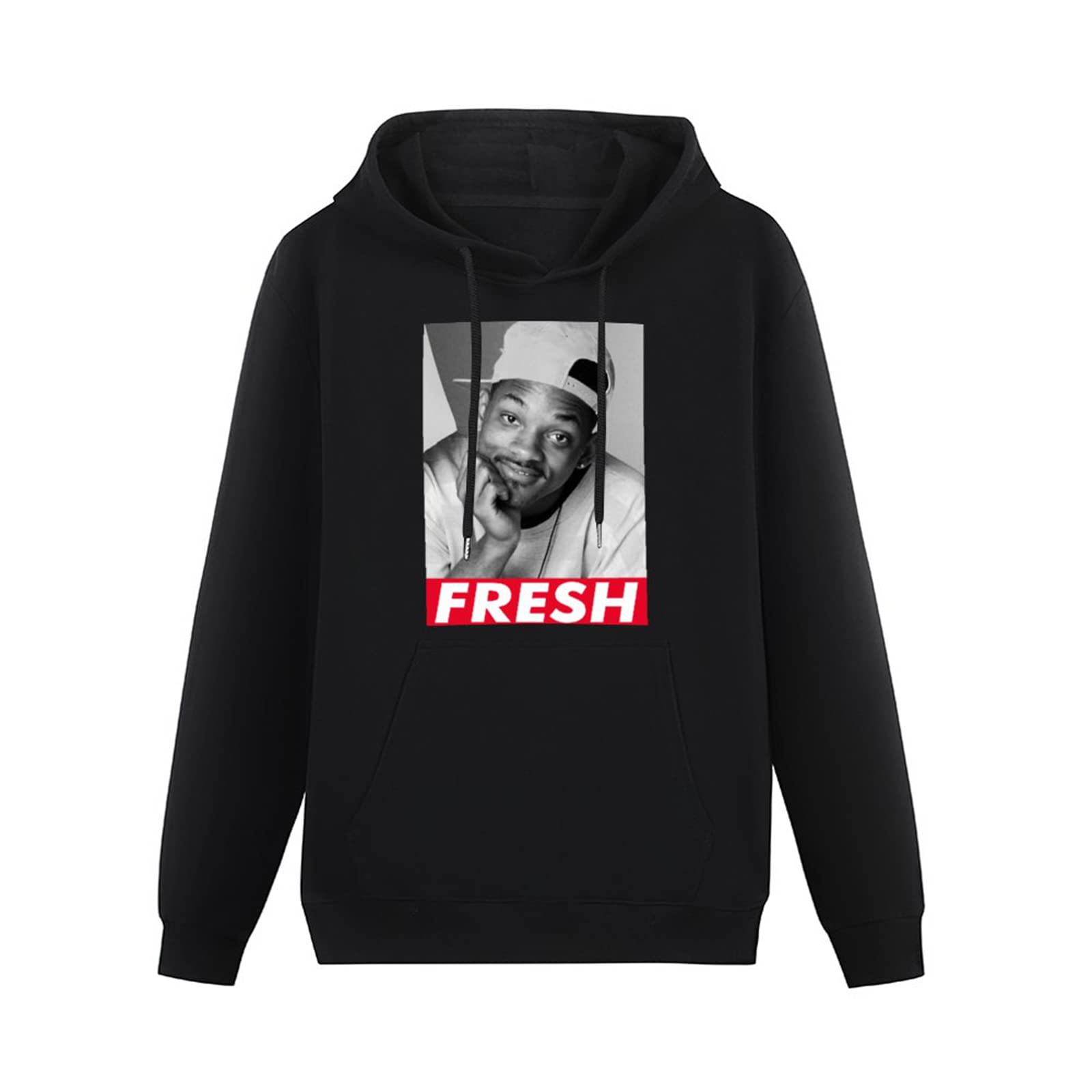 AuduE BTVE Fresh Prince of Bel-Air Will Smith Humor Sports Hoodies Long Sleeve Pullover Loose Hoody Men Sweatershirt Size L Black