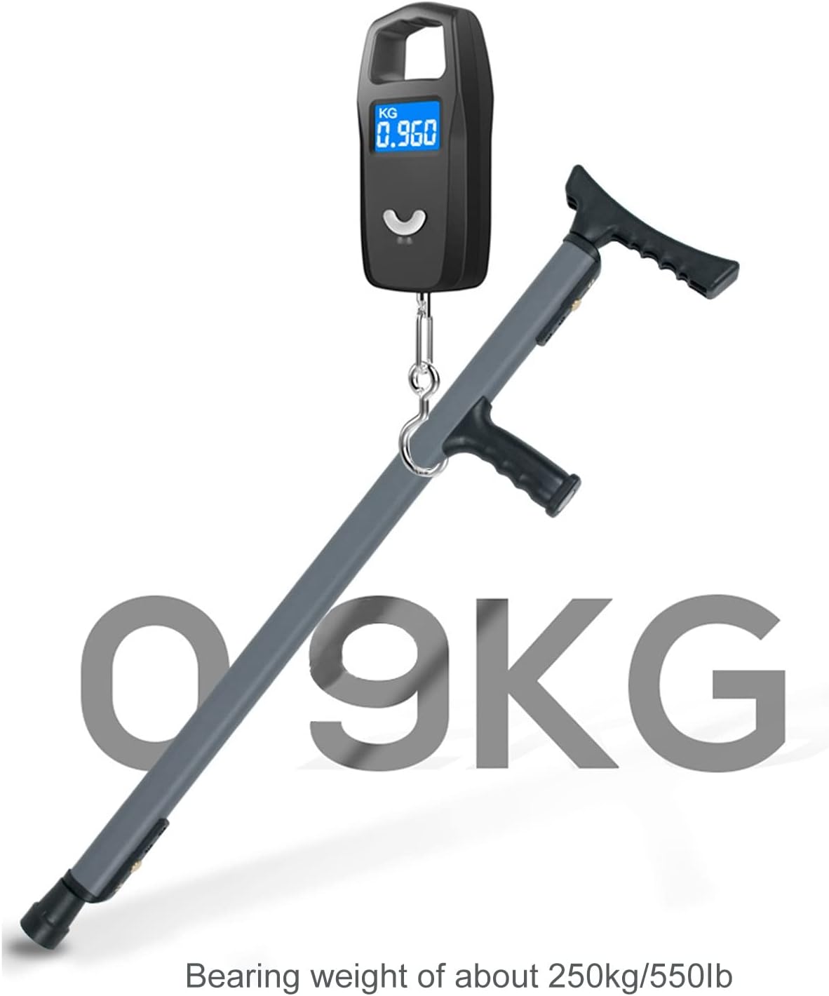 Adjustable Height Underarm Crutches, Ergonomic Extendable Aluminum Walking Cane with Handle Pad, Supports up to 550 lbs