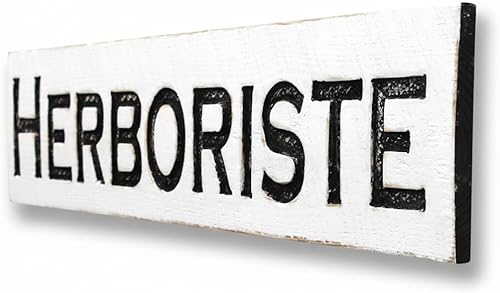 Large Herboriste Sign - (Available in 3 Sizes) Carved in a Solid Wood Board Rustic Distressed Farmhouse Style Herbalist Herbal Medicine Apothecary