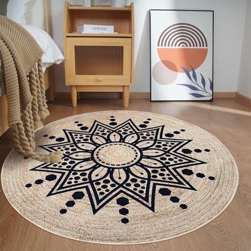 Tapete decorativo Boho Floral redondo 3.3 pies 100 cm