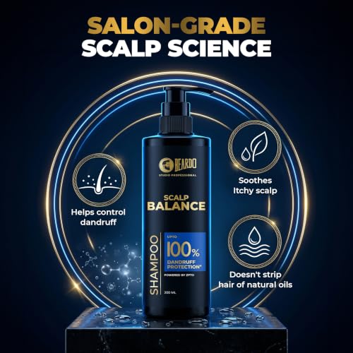 Image of Beardo Studio Professional Scalp Balance Shampoo for Men | Salon-Grade Scalp Care at Home | Deep Cleansing Shampoo with Climbazole & Menthol | Helps Control Dandruff, Excess Oil & Itchy Scalp | 200ml