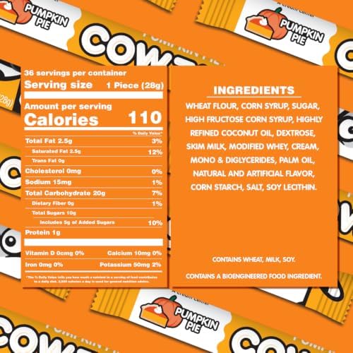 Goetze's Pumpkin Pie Cow Tales Caramel Candy, 2.25 lb. 36ct Canister