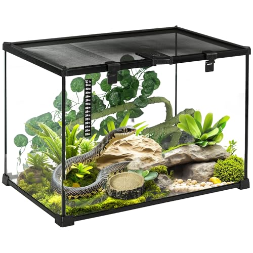 PawHut - Caja para reptiles (50 x 30 x 35 cm), color negro
