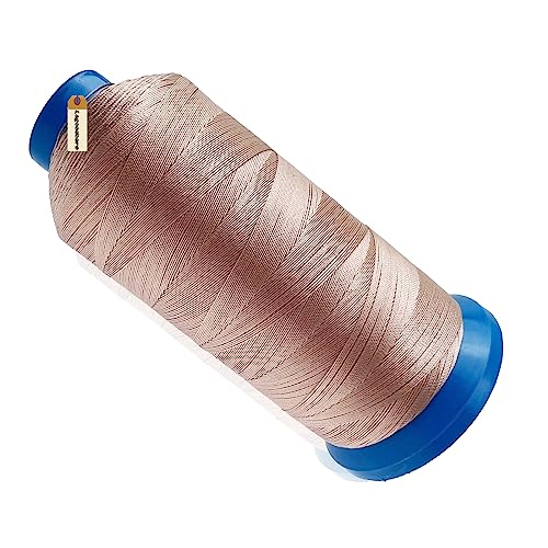 Lsgoodcare Bonded Nylon Sewing Thread 1500 Yard Size T70#69 for The Upholstery, Drapery, Beading, Luggage, Purses, Leather, Sewing Threads for Sewing Machine Light Pink and Dark Brown - Image 3