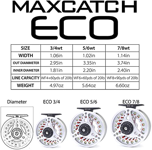 MAXIMUMCATCH ECO Serie Fliegenrolle großer Spulenkern mit Druckguss-Aluminum-Körper Fliegenfischen Rolle in 3/4wt 5/6wt… – Bild 4