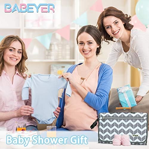 BABEYER Portable Nappy Changing Mat, Travel Changing Mat with Storage Pockets for Toddlers Infants & Newborns, Grey