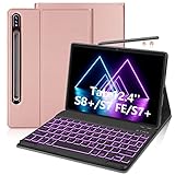 Soporte magnético para teclados: el teclado inalámbrico se fija mediante imanes en la funda y se puede quitar fácilmente para su uso fuera de la funda. La funda de piel TPU es más ligera que el plástico y el calor en forma de panal